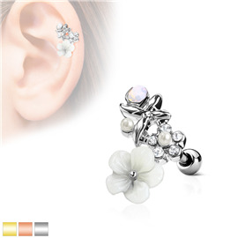 Činka do ucha - kytička s kamínky - PNC00140 1