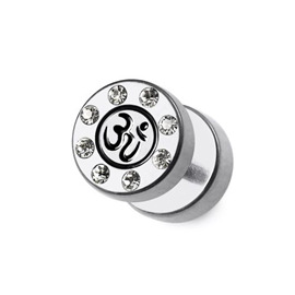 Falešný piercing do ucha s kamínky PFA00309 10