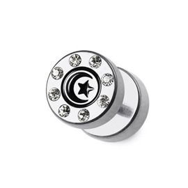 Falešný piercing do ucha s kamínky PFA00309 13