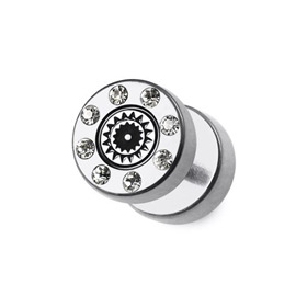 Falešný piercing do ucha s kamínky PFA00309 15