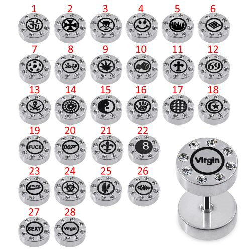 Falešný piercing do ucha s kamínky PFA00309