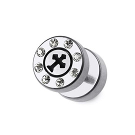 Falešný piercing do ucha s kamínky PFA00309 27