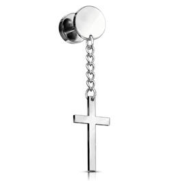 Falešný piercing do ucha s křížem PFA00305 2