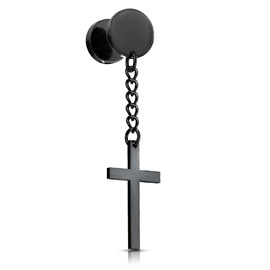 Falešný piercing do ucha s křížem PFA00305 3