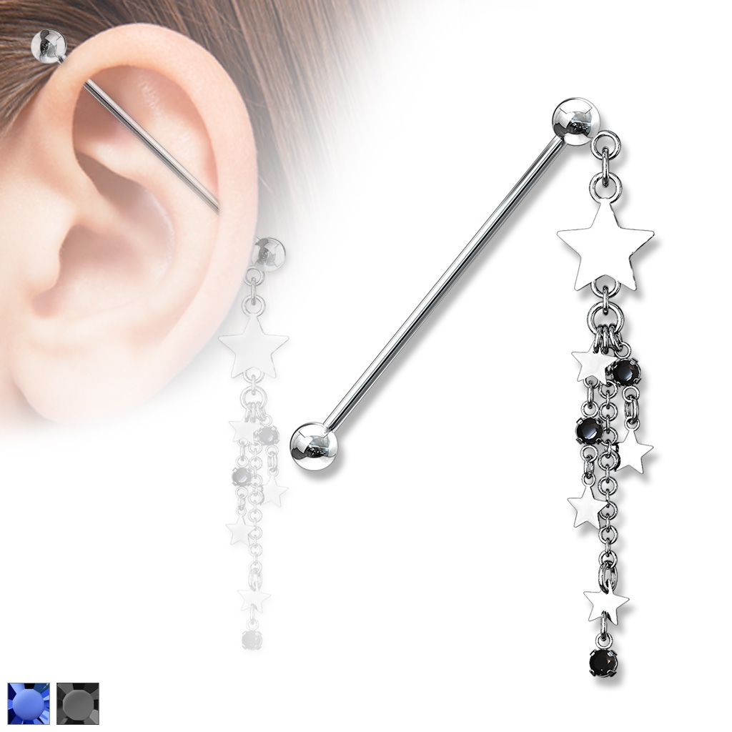 Industrial piercing - hvězdičky PIN00057