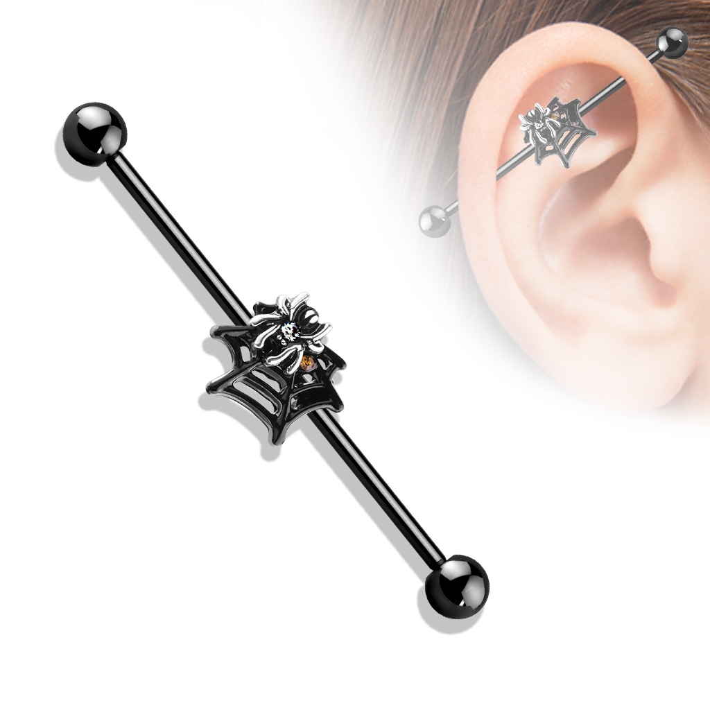 Industrial piercing - pavouček s pavučinou PIN00061