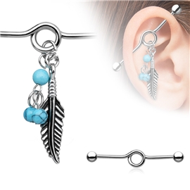 Industrial piercing s lístkem PIN00043 1