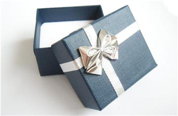 Krabička SYMPATIE - modrá, stříbrná mašle 1