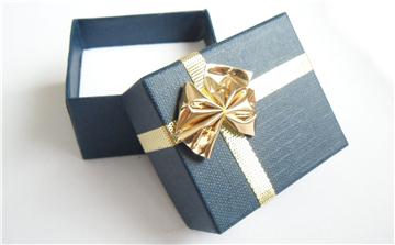 Krabička SYMPATIE - modrá, zlatá mašle 1