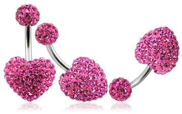 Piercing Crystal srdce s crystal kuličkou PBSW00019 1