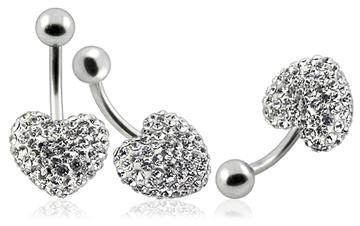 Piercing Crystal srdce se stříbrnou kuličkou PBSW00006 1