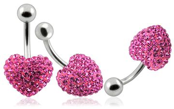 Piercing Crystal srdce se stříbrnou kuličkou PBSW00007 1