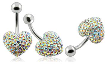 Piercing Crystal srdce se stříbrnou kuličkou PBSW00009 1