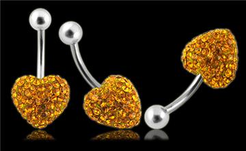 Piercing Crystal srdce se stříbrnou kuličkou PBSW00010 1