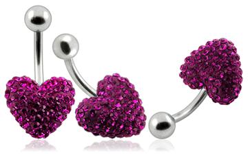 Piercing Crystal srdce se stříbrnou kuličkou PBSW00012 1