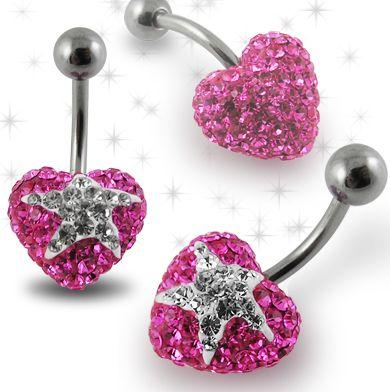 Piercing Crystal srdce se stříbrnou kuličkou PBSW00022