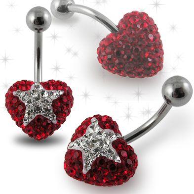 Piercing Crystal srdce se stříbrnou kuličkou PBSW00023
