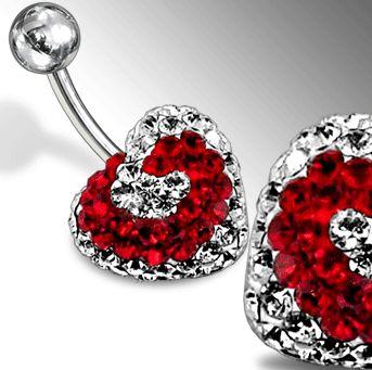 Piercing Crystal srdce se stříbrnou kuličkou PBSW00024