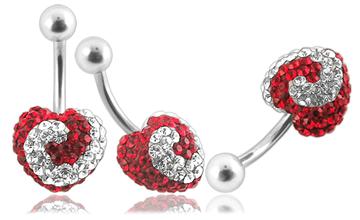 Piercing Crystal srdce se stříbrnou kuličkou PBSW00025 1