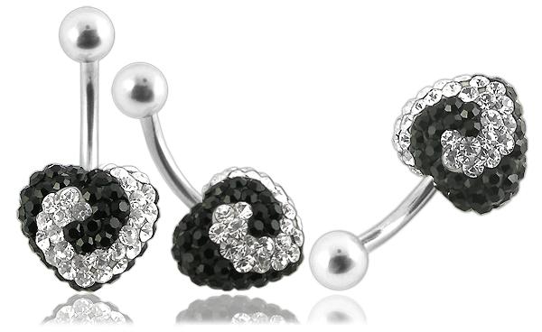 Piercing Crystal srdce se stříbrnou kuličkou PBSW00026