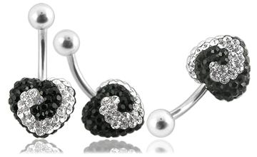 Piercing Crystal srdce se stříbrnou kuličkou PBSW00026 1