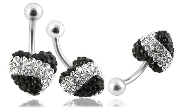 Piercing Crystal srdce se stříbrnou kuličkou PBSW00027