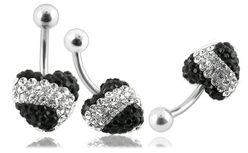 Piercing Crystal srdce se stříbrnou kuličkou PBSW00027 1