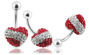 Piercing Crystal srdce se stříbrnou kuličkou PBSW00028 1