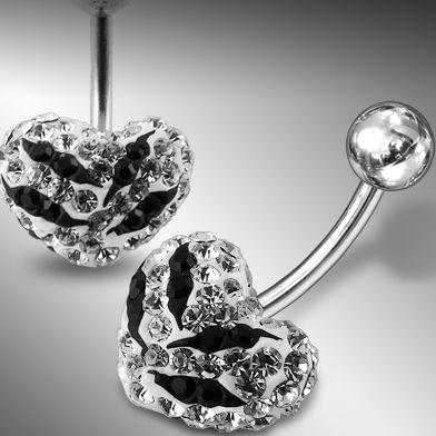 Piercing Crystal srdce se stříbrnou kuličkou PBSW00030
