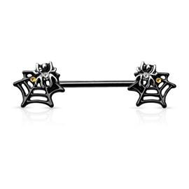 Piercing do bradavky - pavouček s pavučinou PBR00043 1