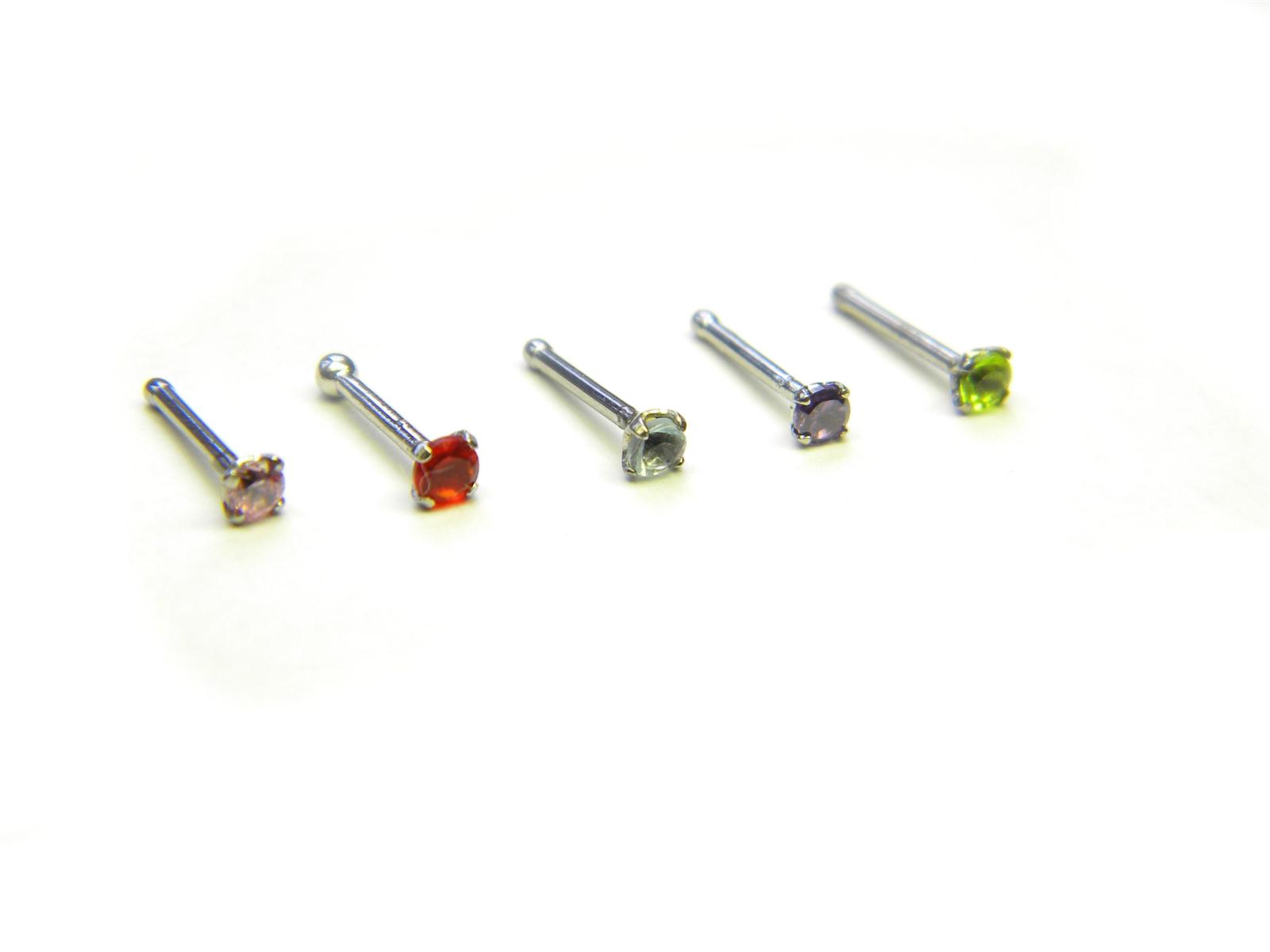 Piercing do nosu rovný s kamínkem PNO00040