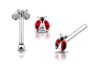 Piercing do nosu (stříbro 925/1000) - beruška PNO00216 1