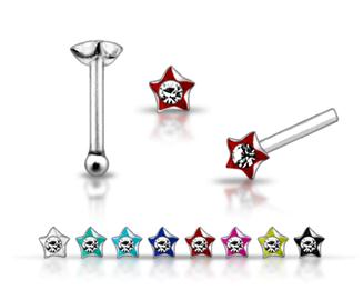 Piercing do nosu (stříbro 925/1000) - hvězdička  s kamínkem PNO00215