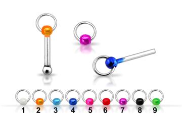 Piercing do nosu (stříbro 925/1000) - kulička s kruhem PNO00189