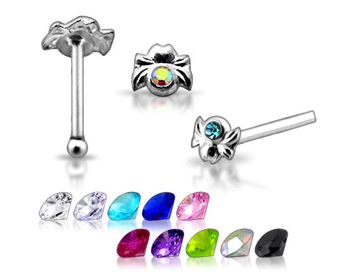 Piercing do nosu (stříbro 925/1000) - pavouček PNO00218