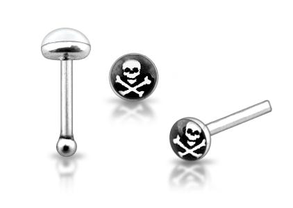 Piercing do nosu (stříbro 925/1000) - pirát PNO00193