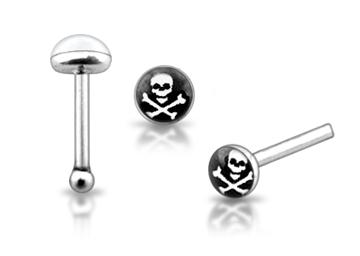 Piercing do nosu (stříbro 925/1000) - pirát PNO00193 1