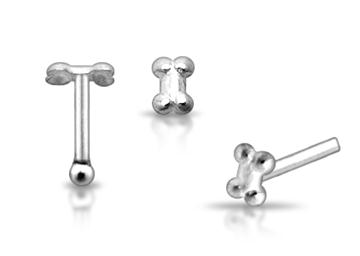 Piercing do nosu (stříbro 925/1000) - psí kost PNO00198 1