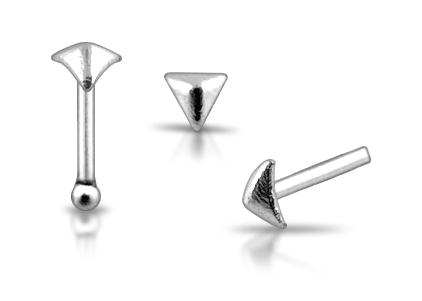 Piercing do nosu (stříbro 925/1000) - pyramida PNO00194