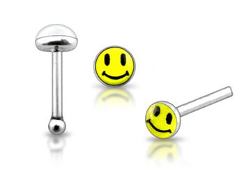 Piercing do nosu (stříbro 925/1000) - smajlík PNO00192 1