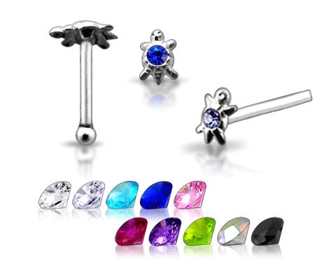 Piercing do nosu (stříbro 925/1000) - želva PNO00203