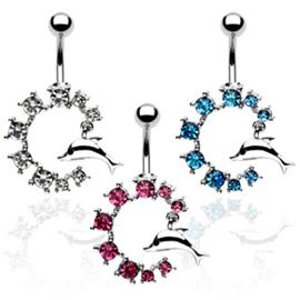 Piercing do pupíku - delfín v kruhu PBV00431 1