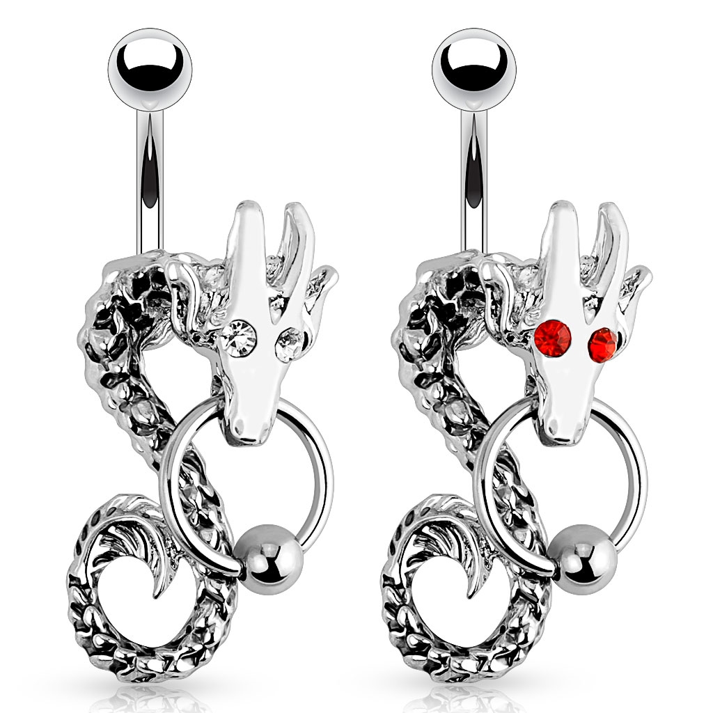 Piercing do pupíku - drak s kruhem PBP00224