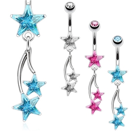 Piercing do pupíku - hvězdičky PBV00543 1