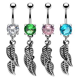 Piercing do pupíku - kámen s lístečky PBV00454 1