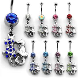 Piercing do pupíku - kočky osázené kamínky PBV00461 1