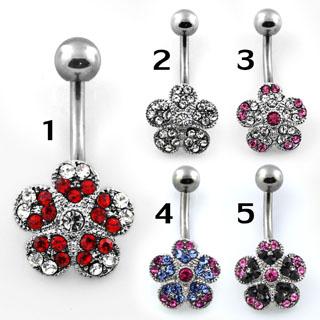 Piercing do pupíku - kytka s kamínky PBP00238