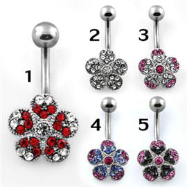 Piercing do pupíku - kytka s kamínky PBP00238 1