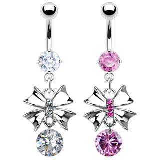 Piercing do pupíku - motýl s kamínkem PBV00453