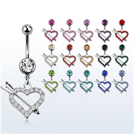 Piercing do pupíku - srdce s šípem PBV00548 1